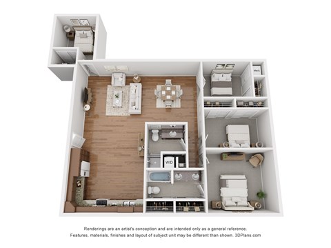 Floor plan for 4 beds, 2 baths, 1486 sqft